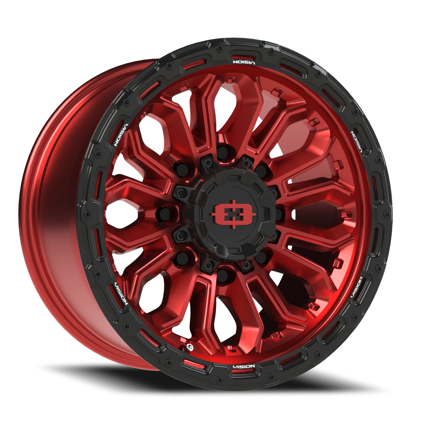 Vision Korupt 17X9 Gloss Red w/Gloss Black Lip Wheel