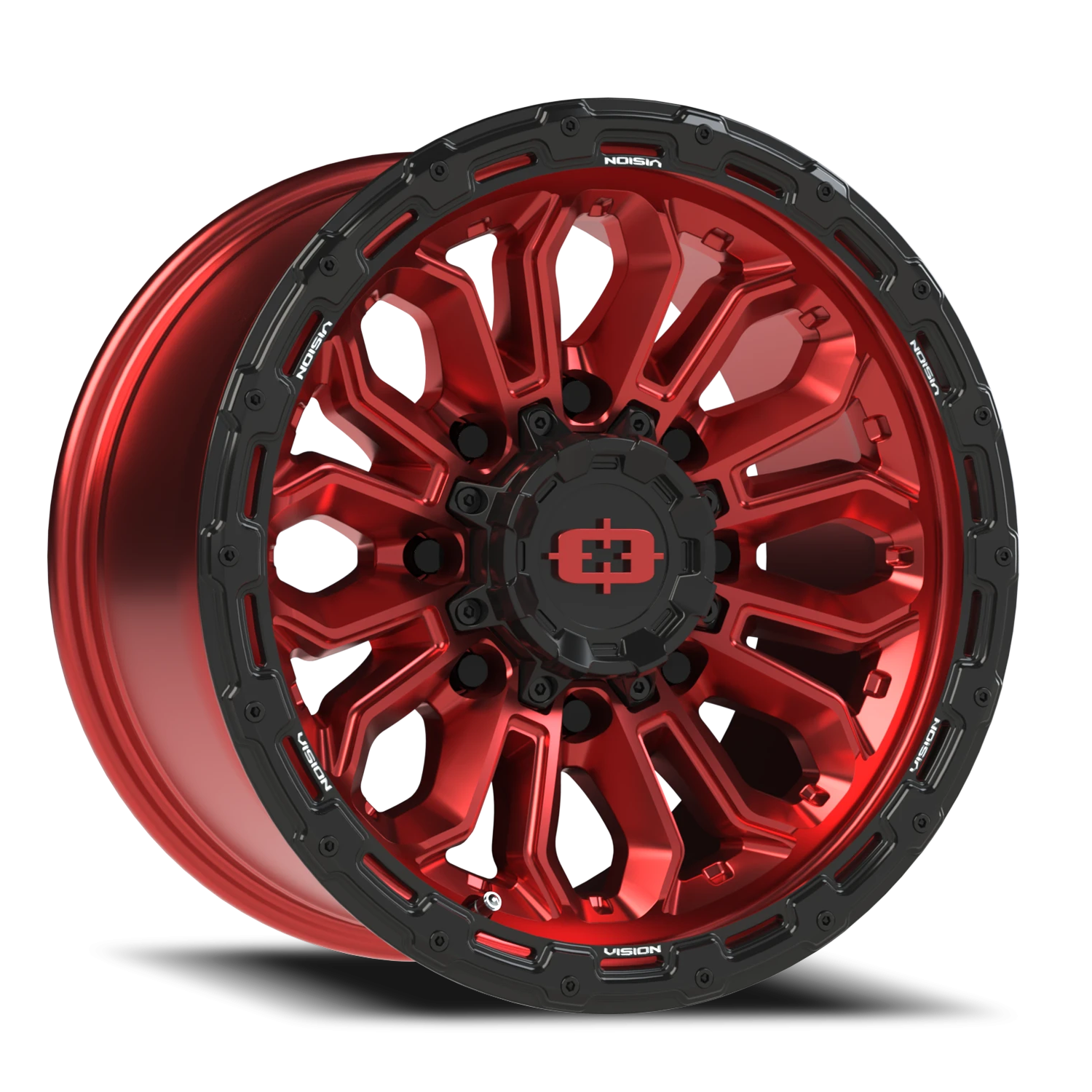 Vision Korupt 17X9 Gloss Red w/Gloss Black Lip Wheel