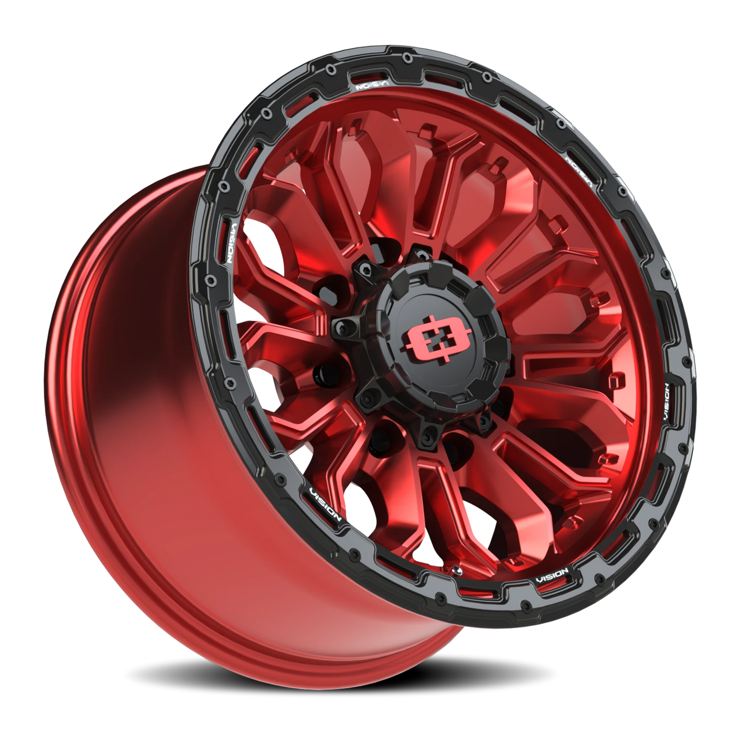 Vision Korupt 17X9 Gloss Red w/Gloss Black Lip Wheel
