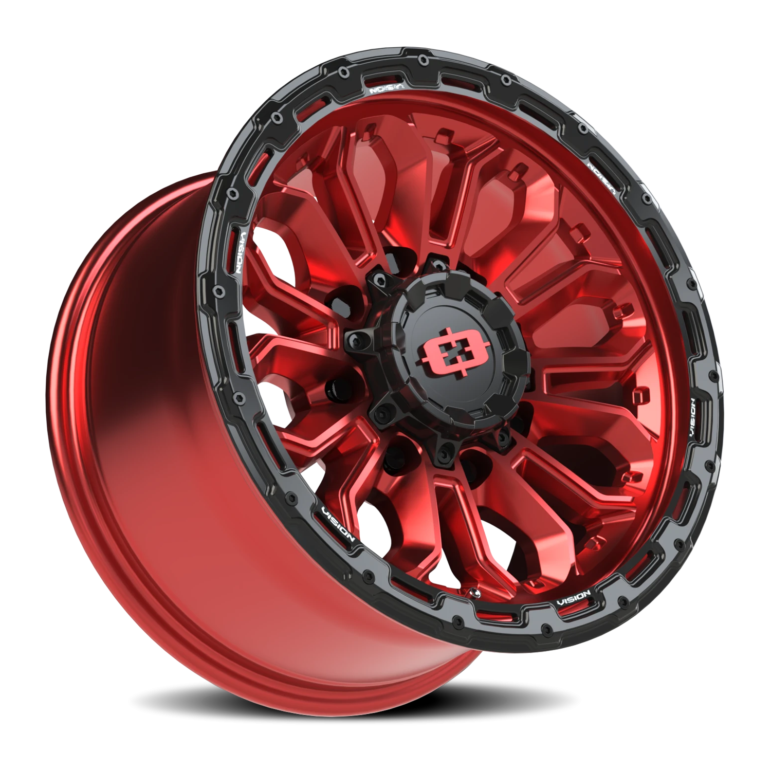 Vision Korupt 17X9 Gloss Red w/Gloss Black Lip Wheel