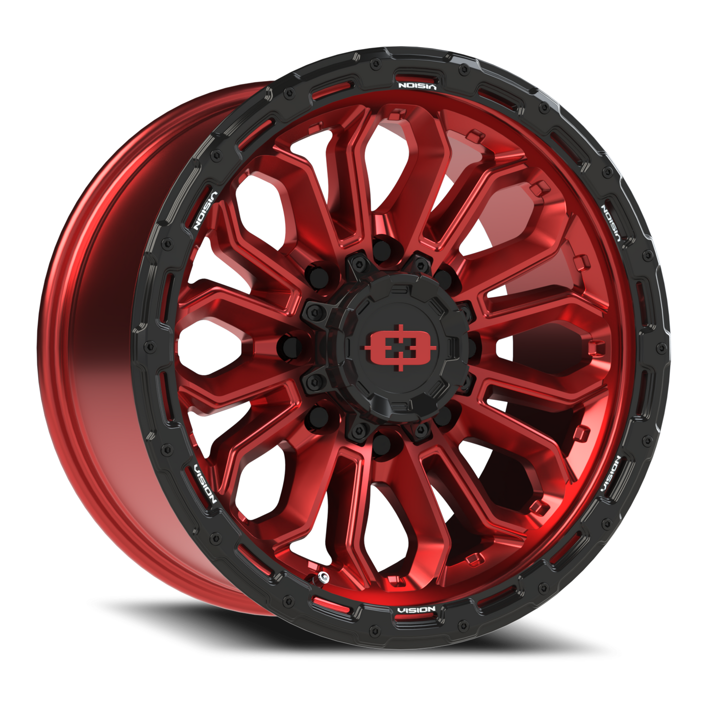 Vision Korupt 18X9 Gloss Red w/Gloss Black Lip Wheel