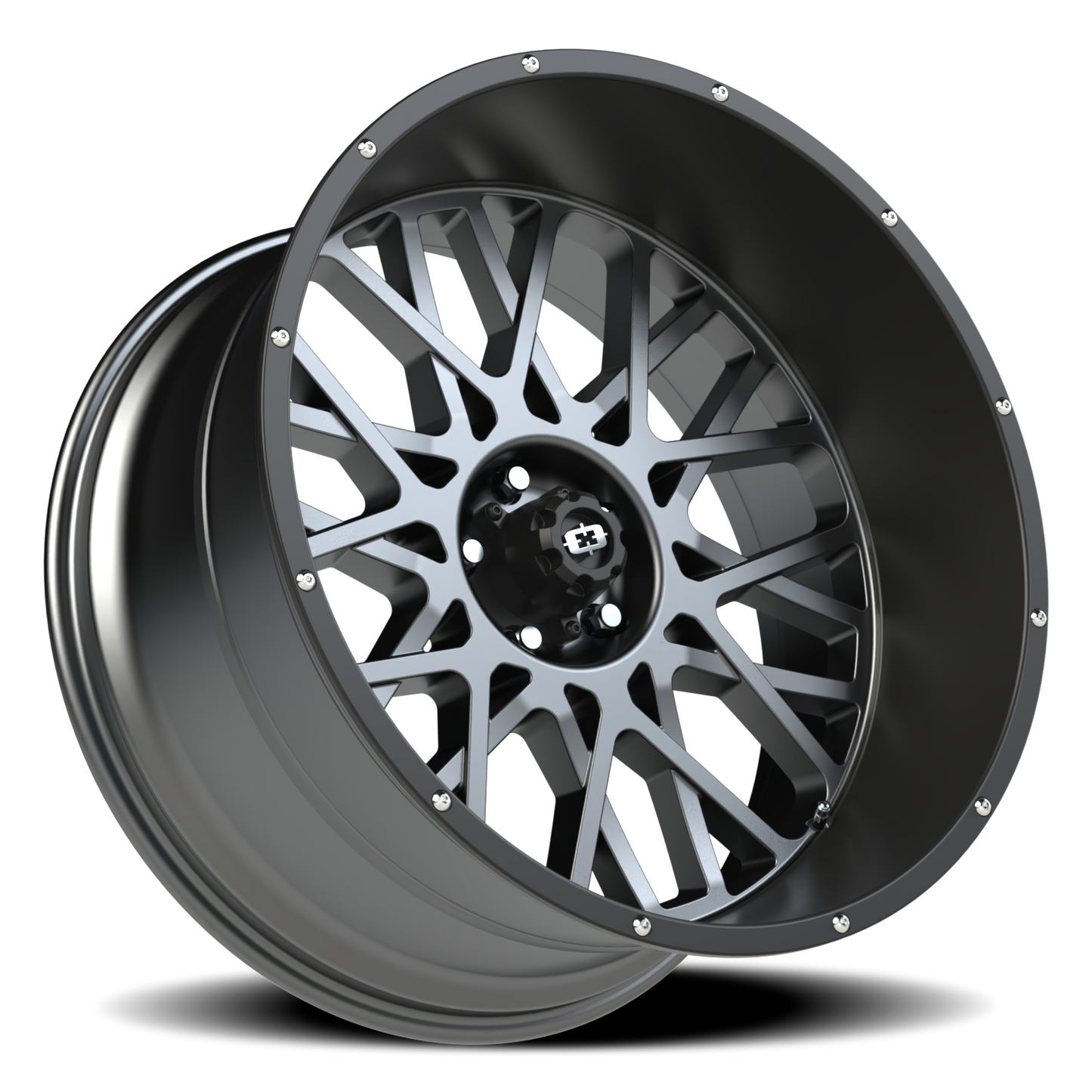 Vision Rocker 24X12 Anthracite with Satin Black Lip Wheel