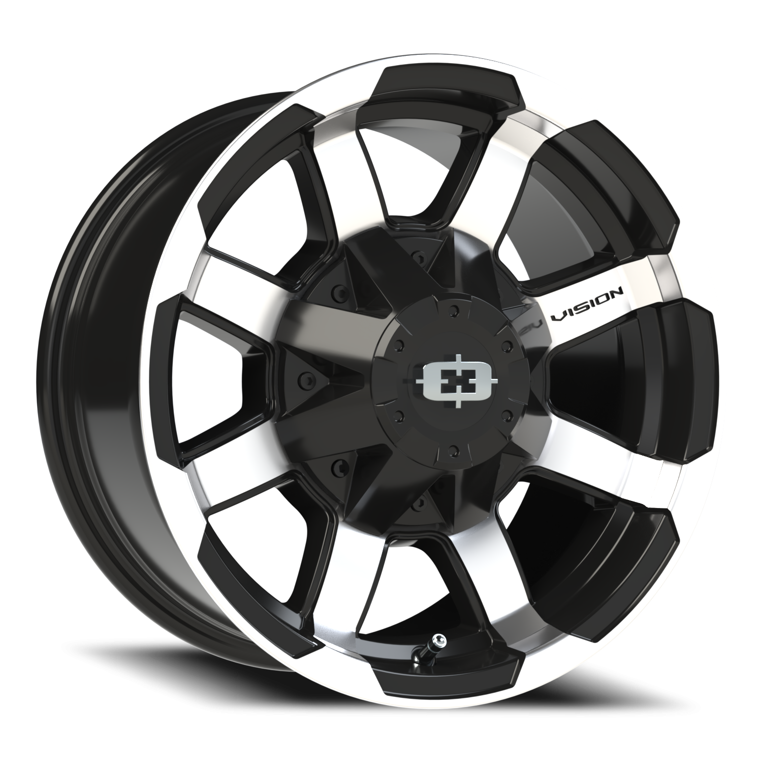 Vision Valor 16X8 Gloss Black Machined Face Wheel