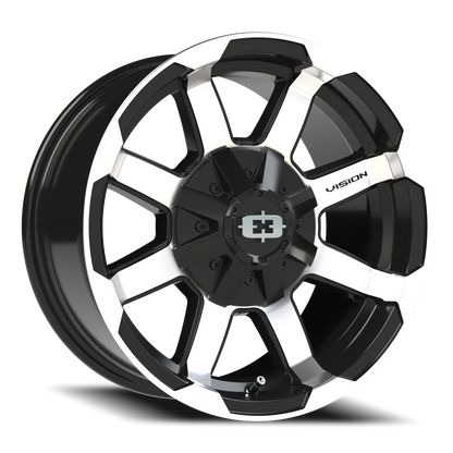 Vision Valor 16X8 Gloss Black Machined Face Wheel