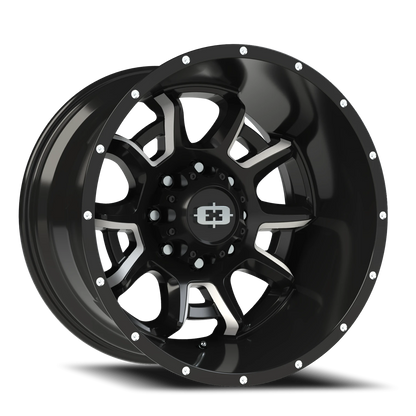 Vision Bomb 20X12 Gloss Black Milled Spoke Wheel