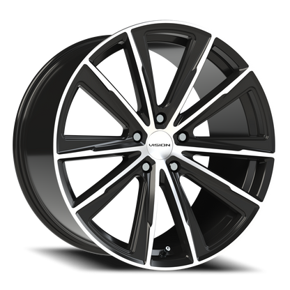 Vision Splinter 20X10.5 Gloss Black Machined Face Wheel
