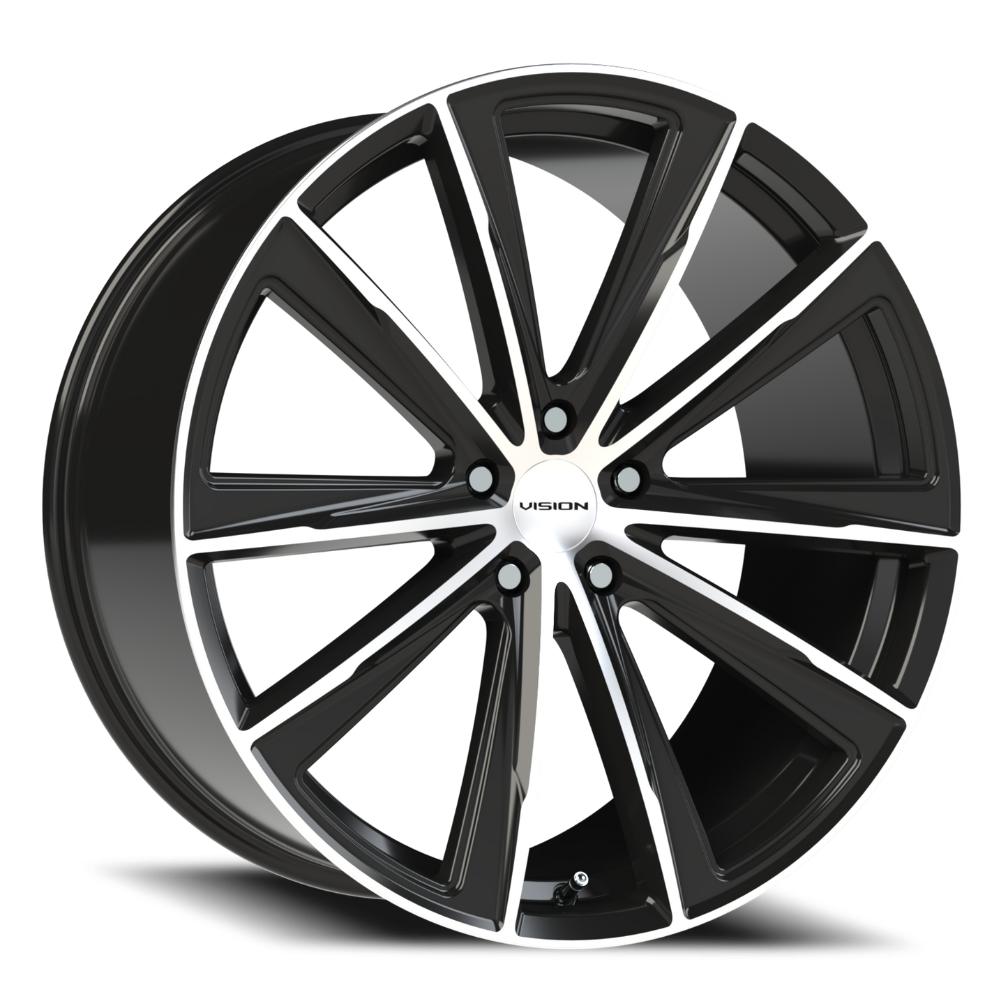 Vision Splinter 22X10.5 Gloss Black Machined Face Wheel