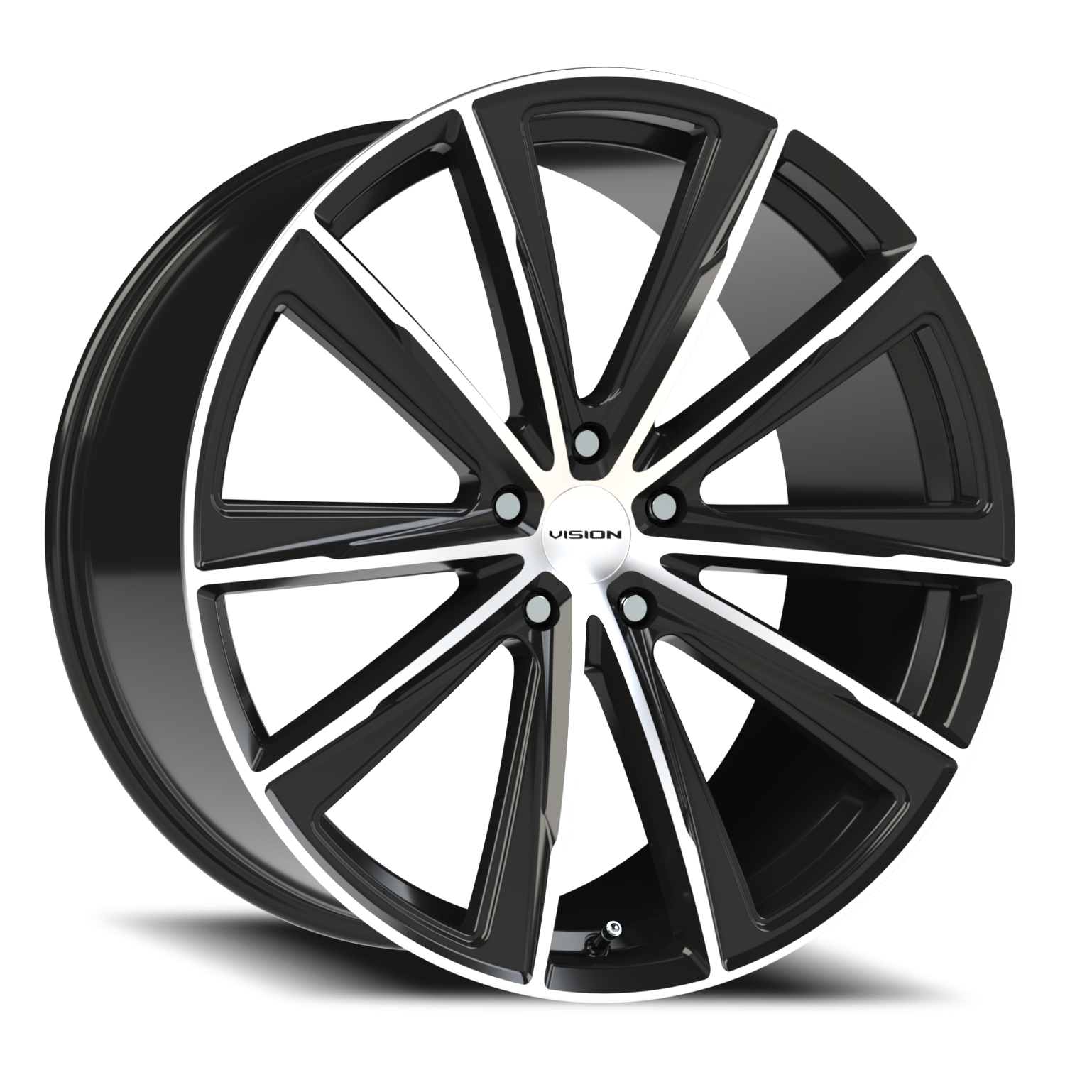 Vision Splinter 22X10.5 Gloss Black Machined Face Wheel