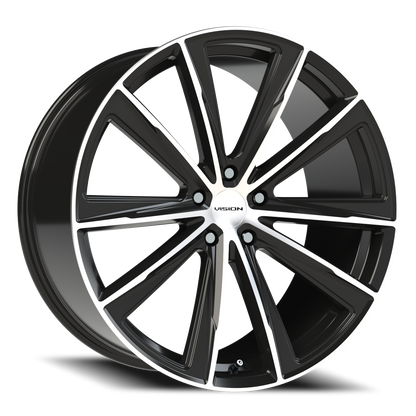 Vision Splinter 22X10.5 Gloss Black Machined Face Wheel