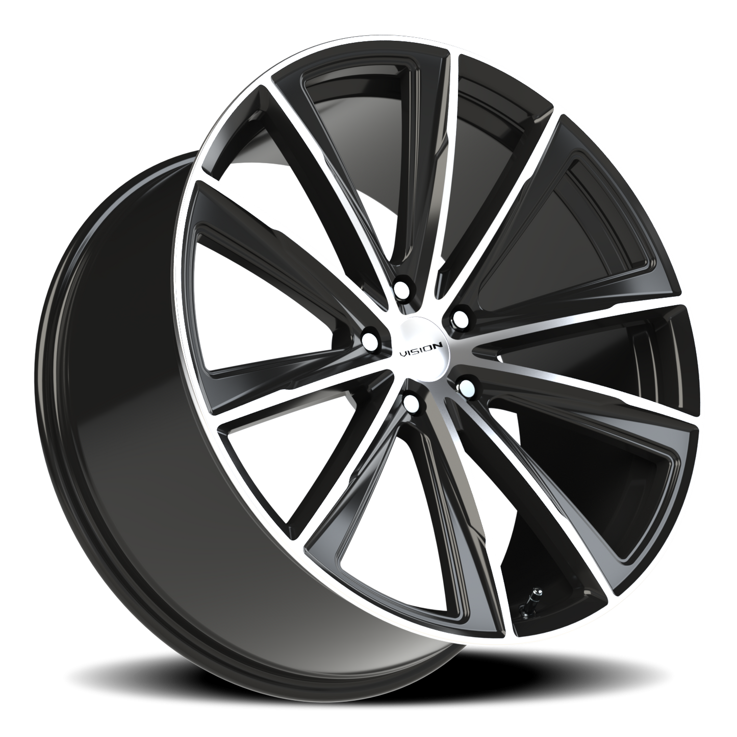 Vision Splinter 22X10.5 Gloss Black Machined Face Wheel