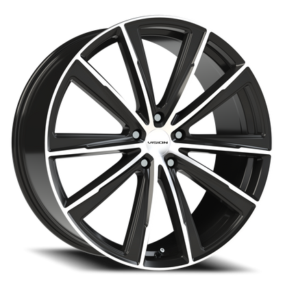 Vision Splinter 22X9 Gloss Black Machined Face Wheel