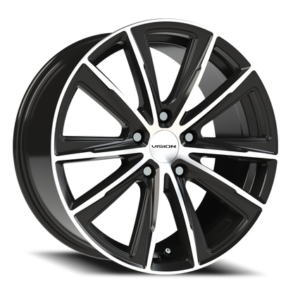 Vision Splinter 18X8.5 Gloss Black Machined Face Wheel