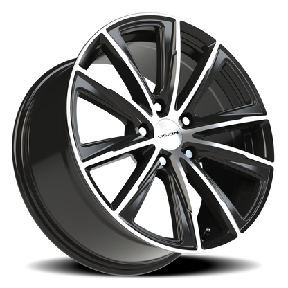 Vision Splinter 18X8.5 Gloss Black Machined Face Wheel