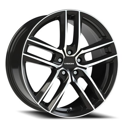 Vision Clutch 19X8.5 Gloss Black Machined Face Wheel