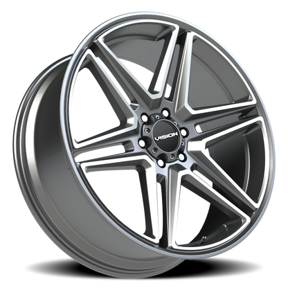 Vision Wedge 24X9.5 Gunmetal Machined Face Wheel