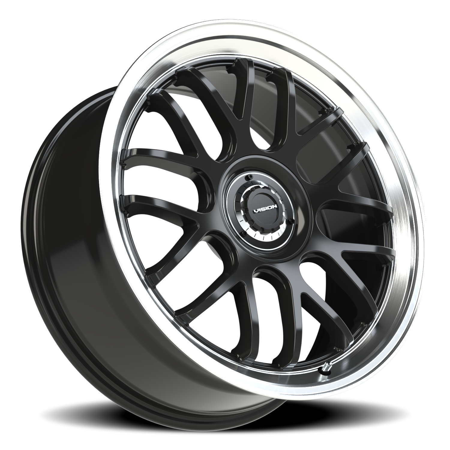 Vision Alpine 20X8.5 Gloss Black Brushed Lip Wheel