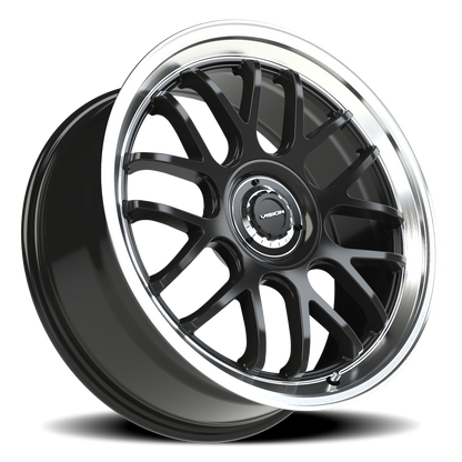 Vision Alpine 20X8.5 Gloss Black Brushed Lip Wheel
