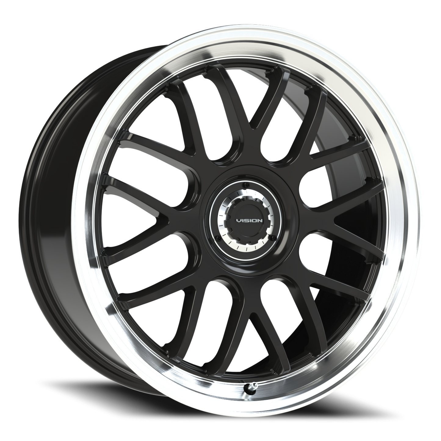 Vision Alpine 20X8.5 Gloss Black Brushed Lip Wheel