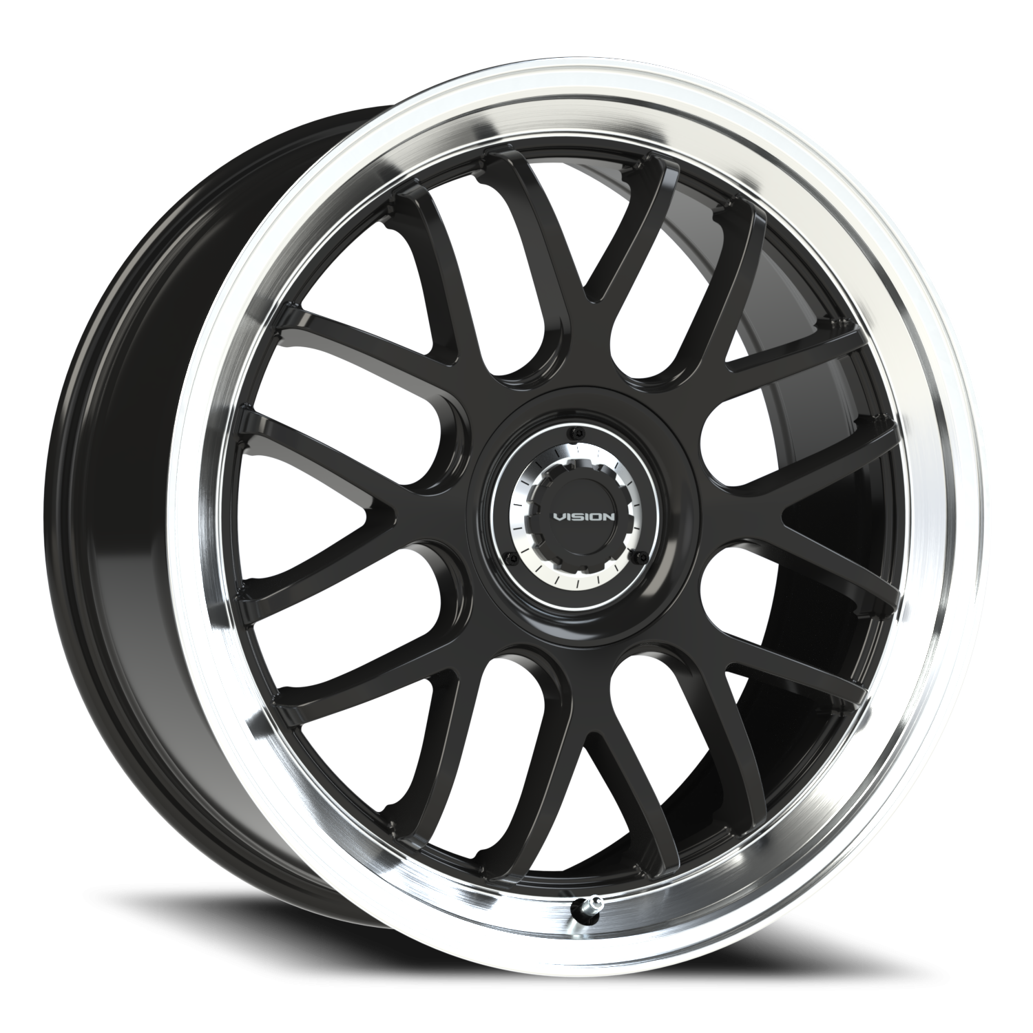 Vision Alpine 20X8.5 Gloss Black Brushed Lip Wheel