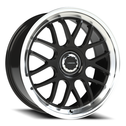 Vision Alpine 20X8.5 Gloss Black Brushed Lip Wheel