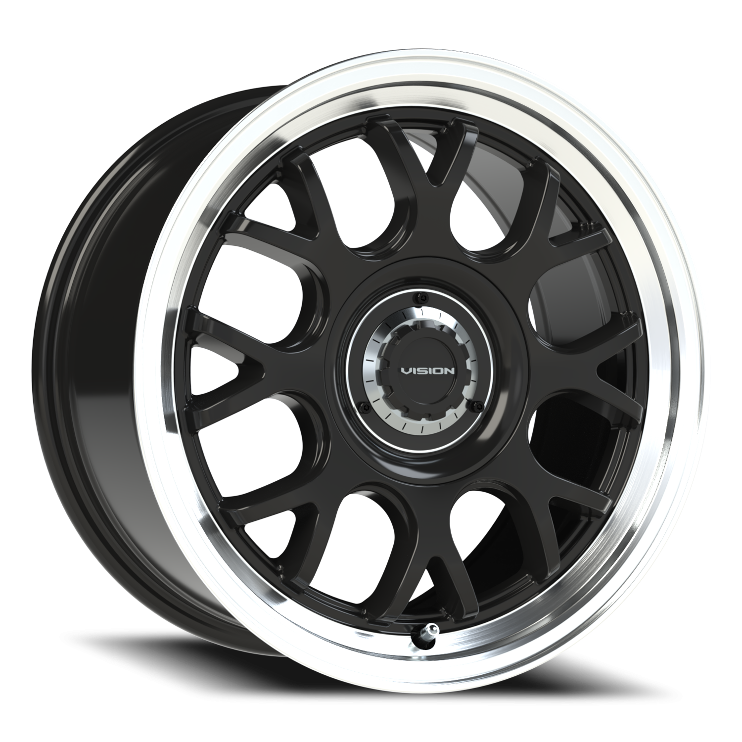 Vision Alpine 16X8 Gloss Black Brushed Lip Wheel
