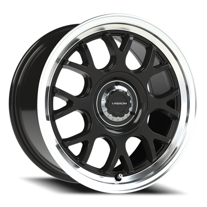 Vision Alpine 16X8 Gloss Black Brushed Lip Wheel