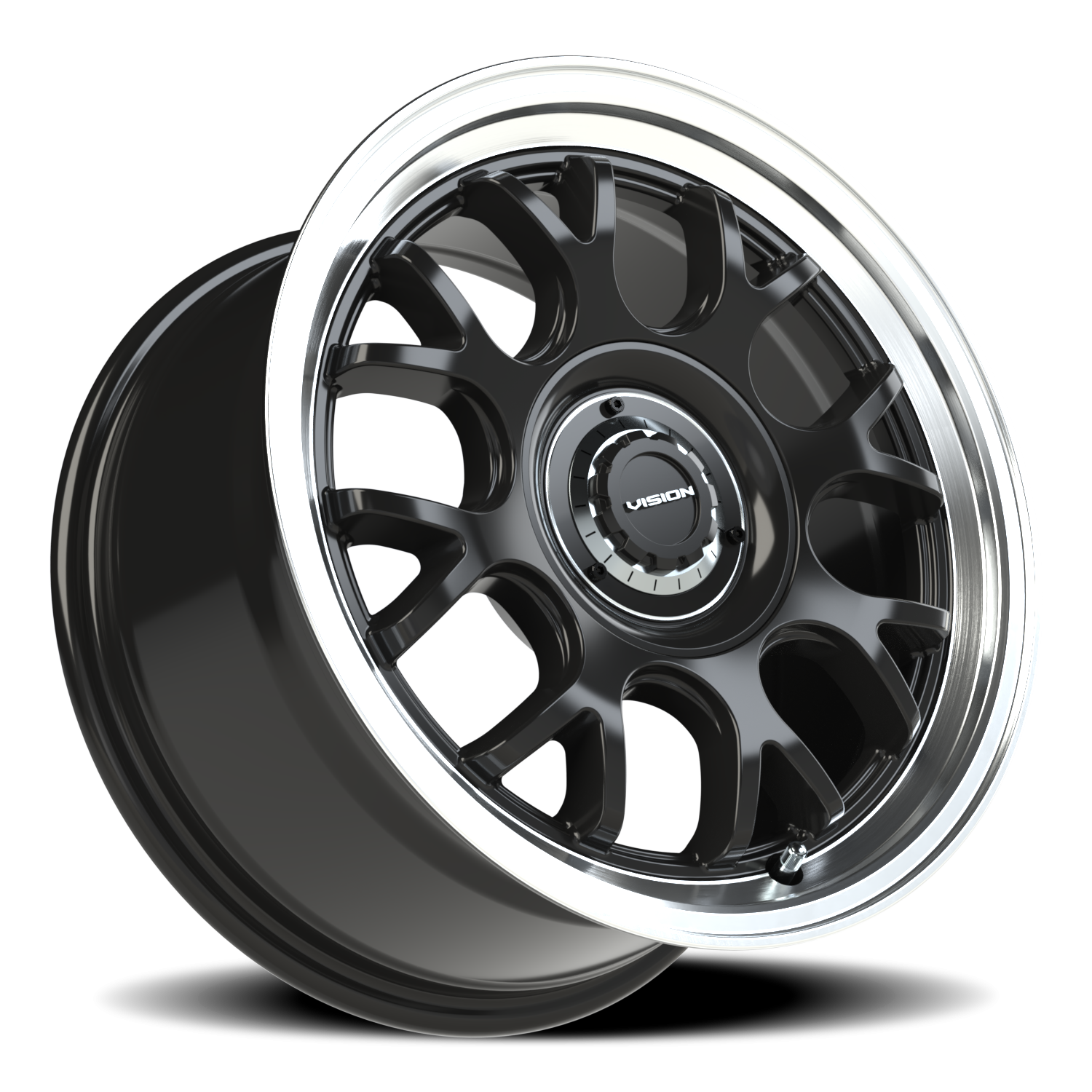Vision Alpine 16X8 Gloss Black Brushed Lip Wheel
