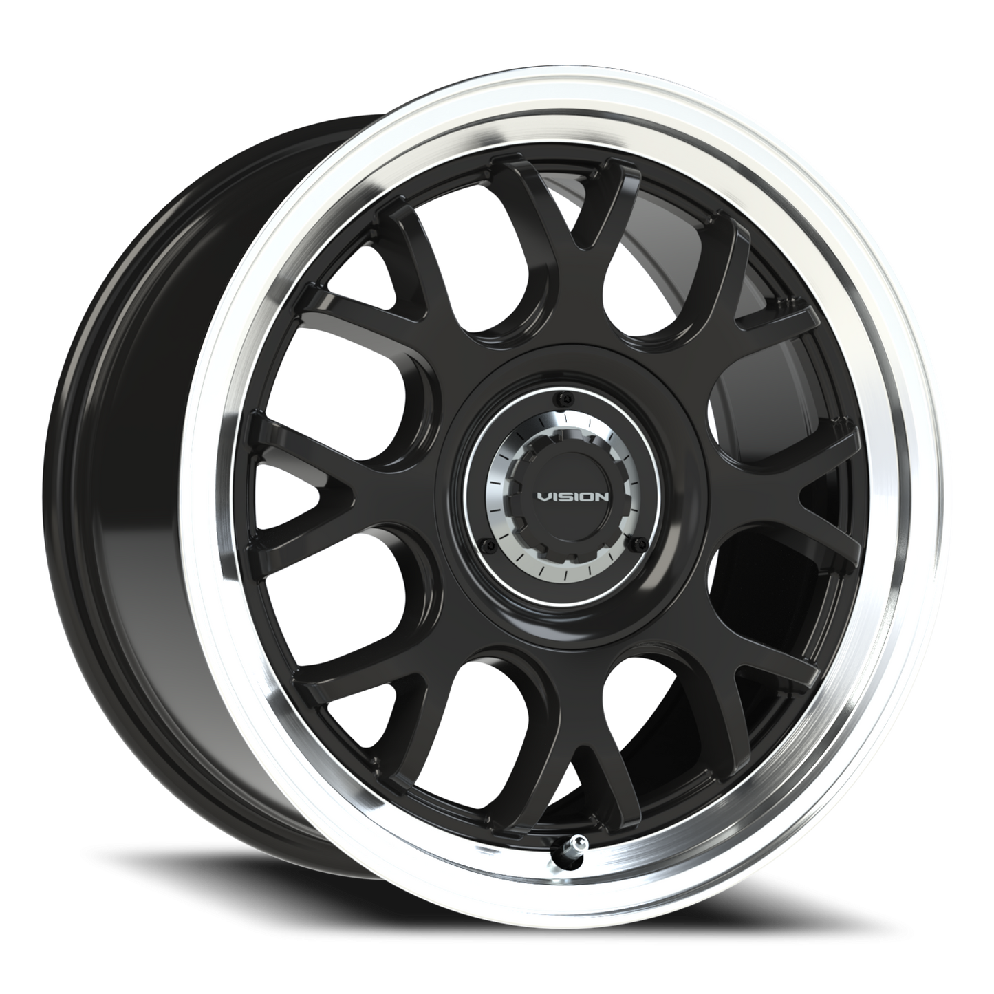 Vision Alpine 16X8 Gloss Black Brushed Lip Wheel