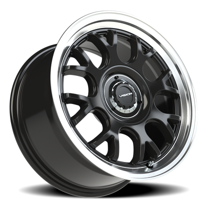 Vision Alpine 16X8 Gloss Black Brushed Lip Wheel