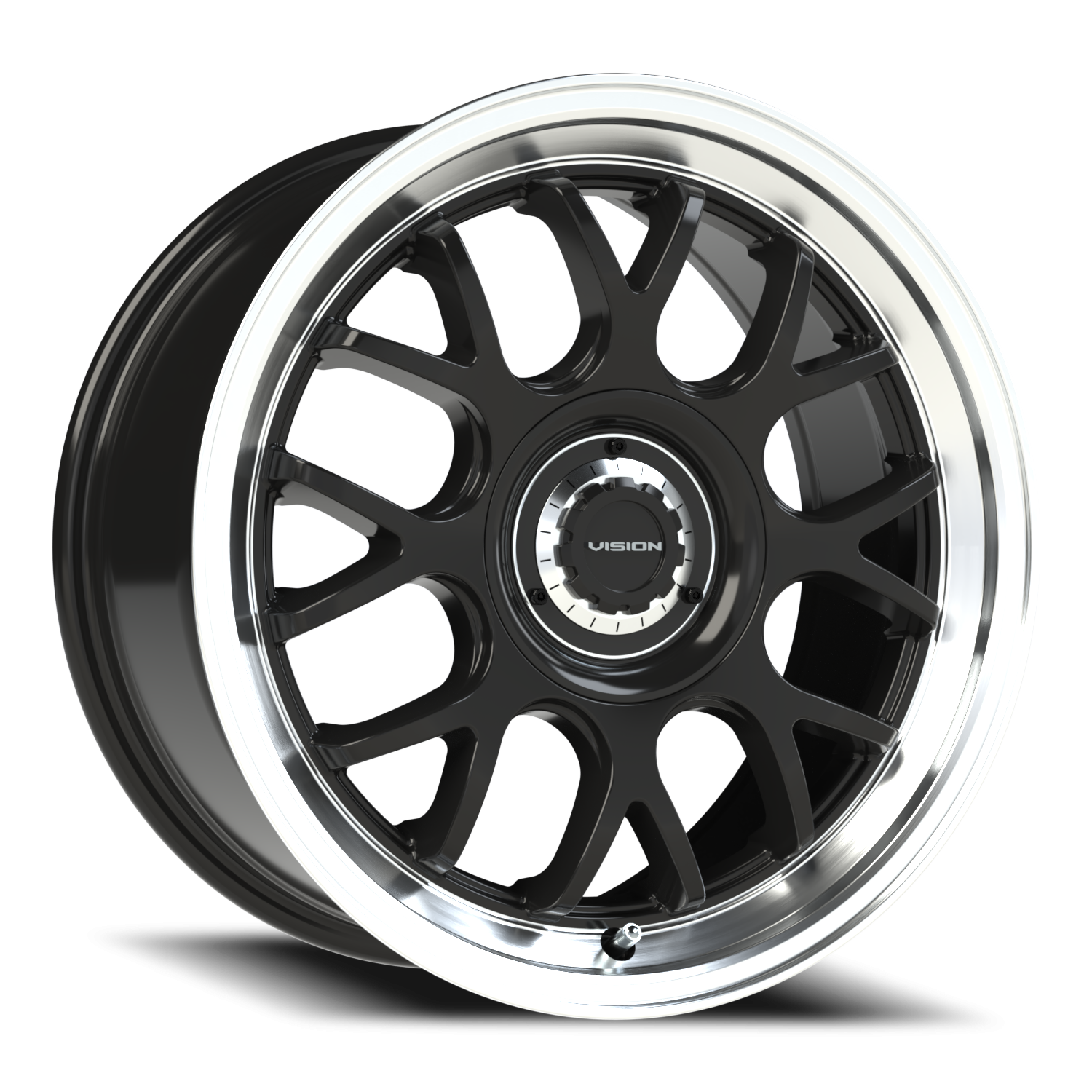 Vision Alpine 17X8 Gloss Black Brushed Lip Wheel