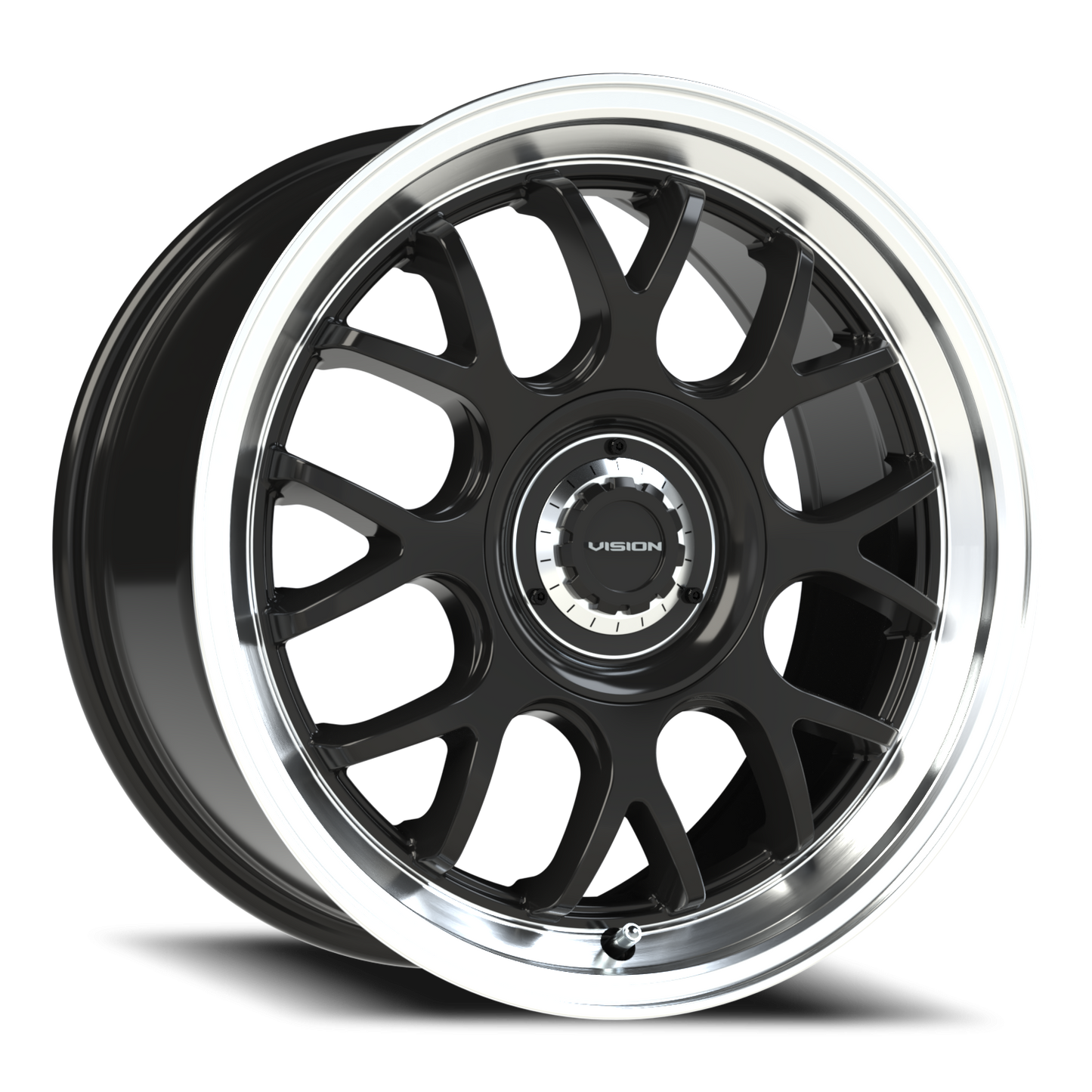 Vision Alpine 17X8 Gloss Black Brushed Lip Wheel