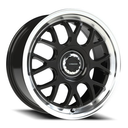 Vision Alpine 17X8 Gloss Black Brushed Lip Wheel