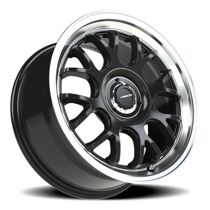 Vision Alpine 17X8 Gloss Black Brushed Lip Wheel