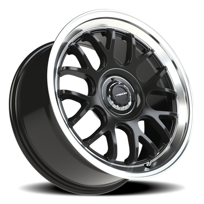 Vision Alpine 18X8.5 Gloss Black Brushed Lip Wheel