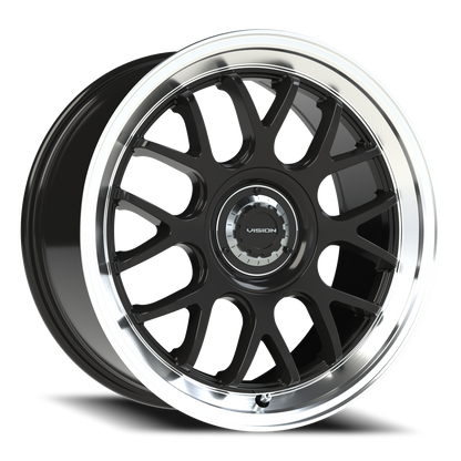 Vision Alpine 18X8.5 Gloss Black Brushed Lip Wheel