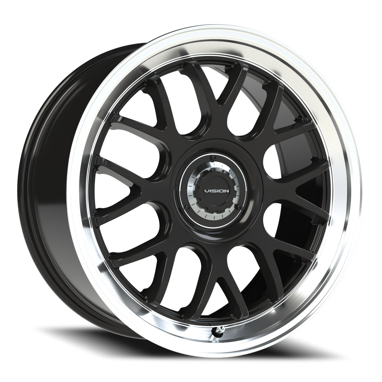 Vision Alpine 18X8.5 Gloss Black Brushed Lip Wheel