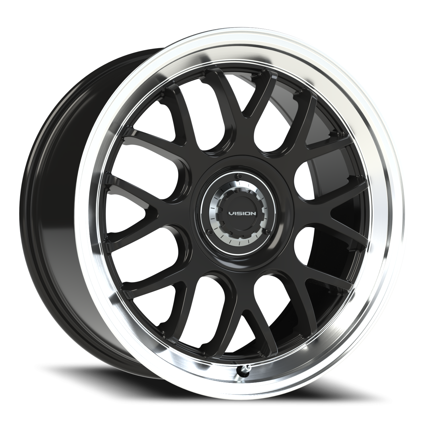 Vision Alpine 18X8.5 Gloss Black Brushed Lip Wheel