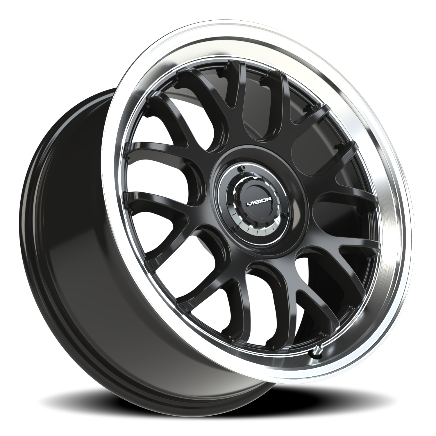 Vision Alpine 18X8.5 Gloss Black Brushed Lip Wheel