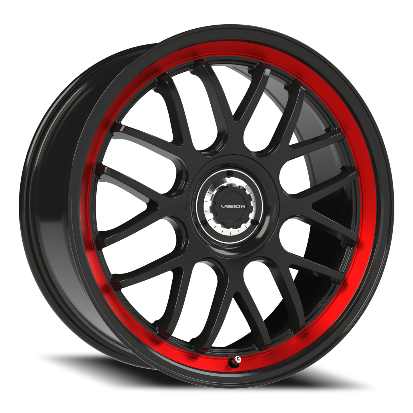 Vision Alpine 20X8.5 Gloss Black Red Tint Brushed Lip Wheel
