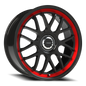 Vision Alpine 20X8.5 Gloss Black Red Tint Brushed Lip Wheel
