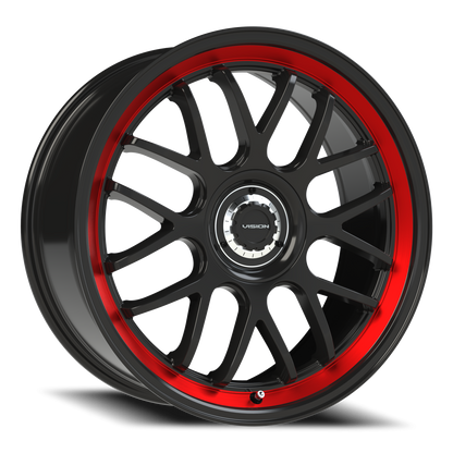 Vision Alpi 20X8.5 Gloss Black Red Tint Brushed Lip Wheel