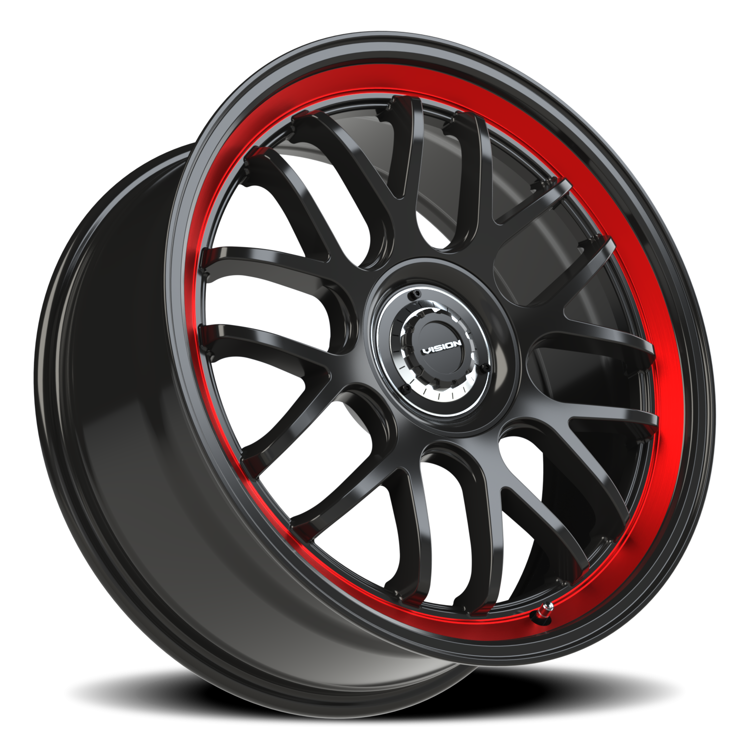 Vision Alpine 20X8.5 Gloss Black Red Tint Brushed Lip Wheel