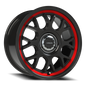 Vision Alpine 16X8 Gloss Black Red Tint Brushed Lip Wheel