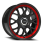 Vision Alpi 17X8 Gloss Black Red Tint Brushed Lip Wheel