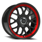 Vision Alpine 18X8.5 Gloss Black Red Tint Brushed Lip Wheel
