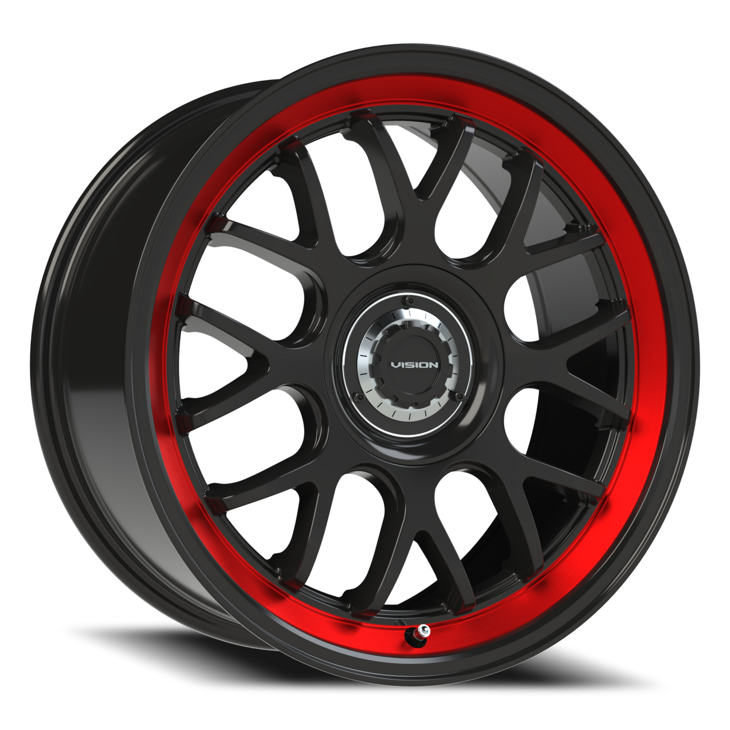 Vision Alpi 18X8.5 Gloss Black Red Tint Brushed Lip Wheel