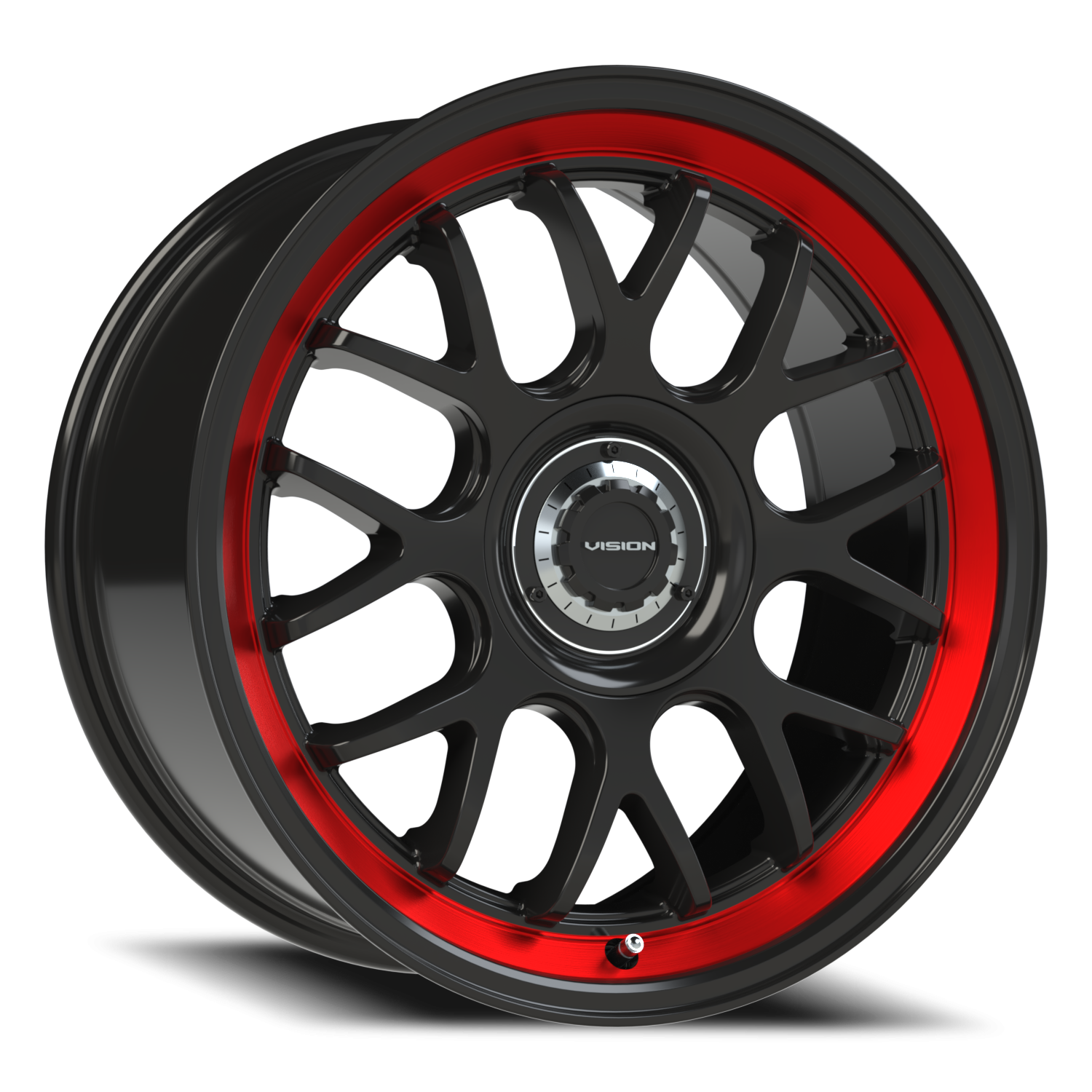 Vision Alpi 18X8.5 Gloss Black Red Tint Brushed Lip Wheel