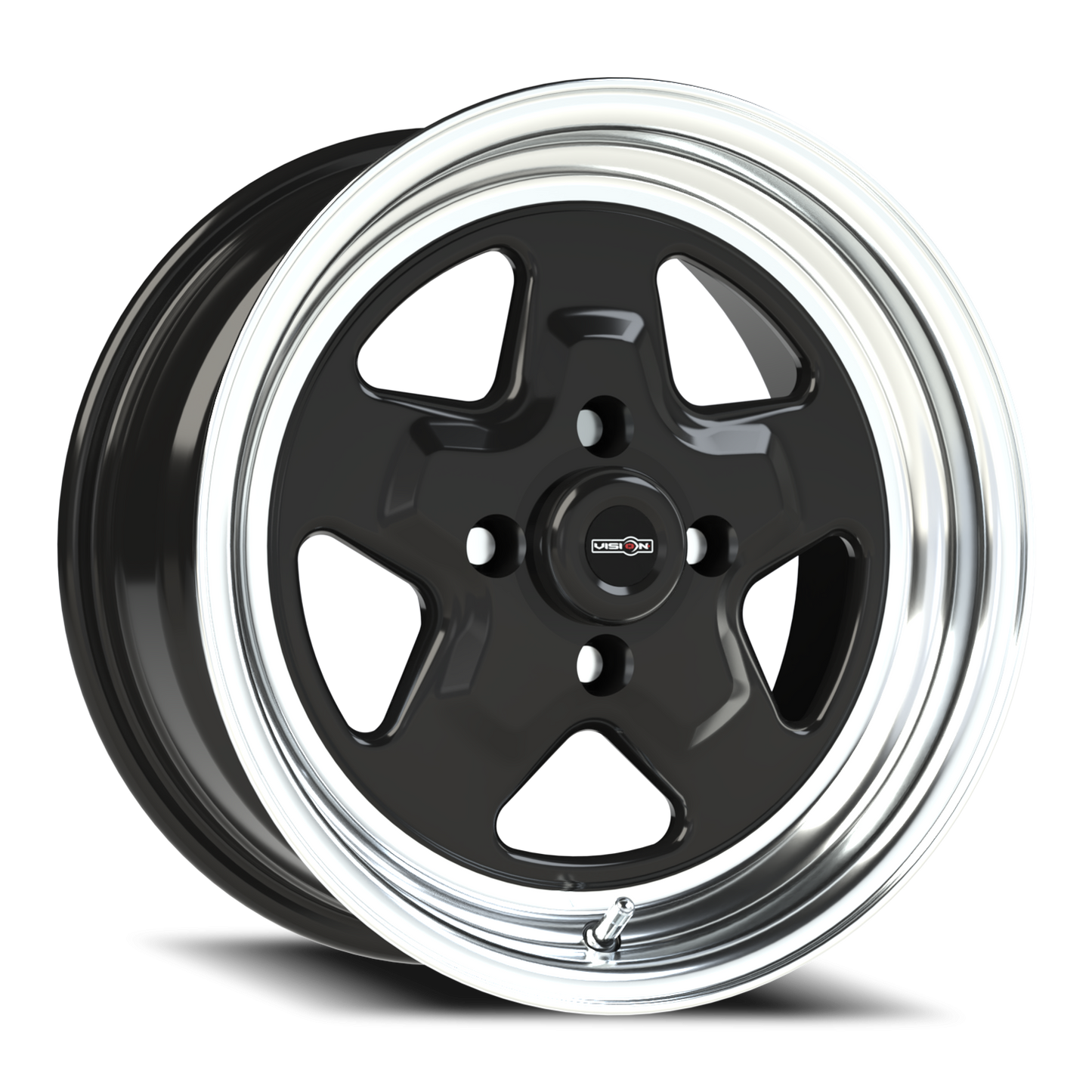 Vision Nitro 15X7 Gloss Black Machined Lip Wheel
