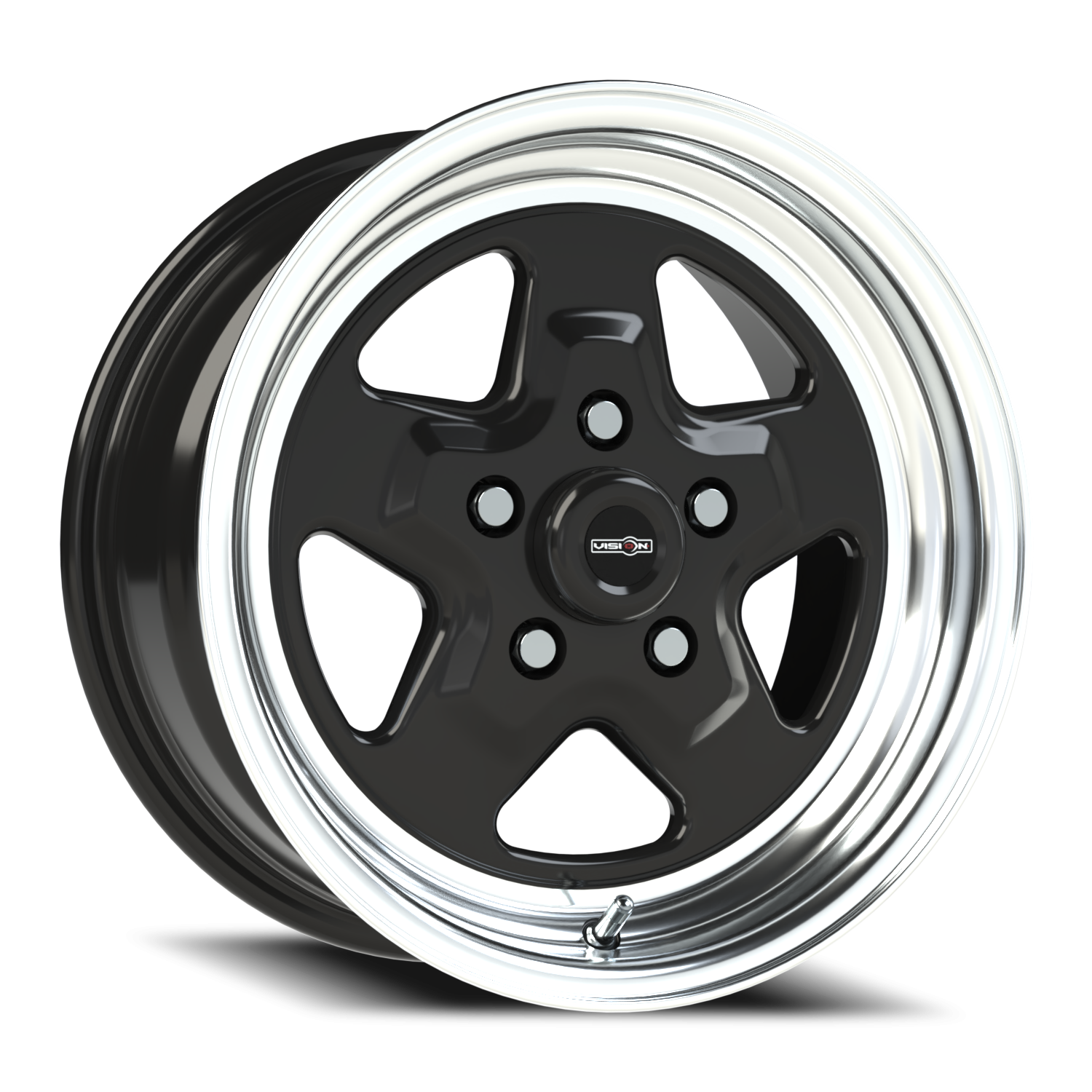Vision Nitro 15X7 Gloss Black Machined Lip Wheel