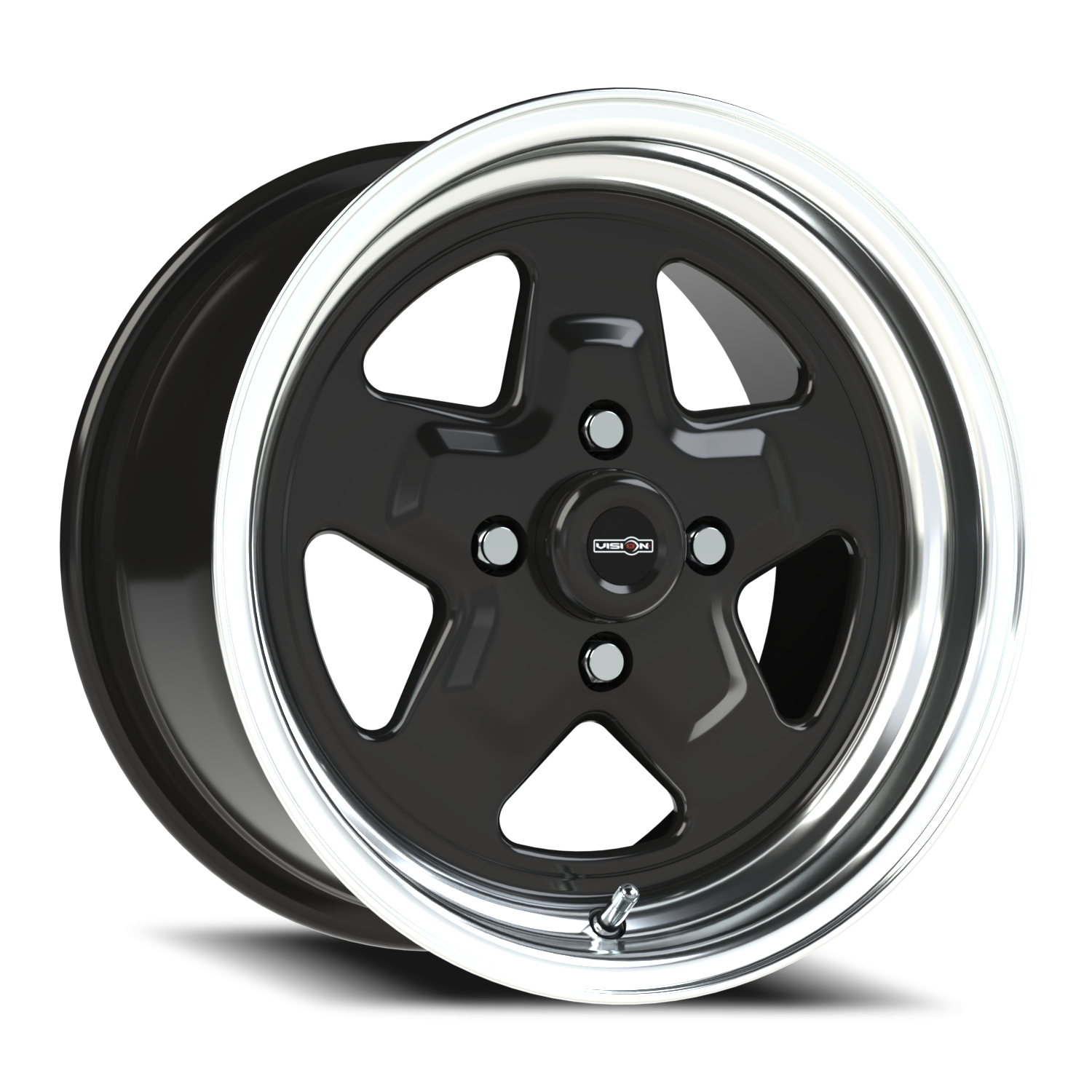 Vision Nitro 15X8 Gloss Black Machined Lip Wheel